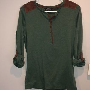 Ralph Lauren Faux Leather Trimmed Top